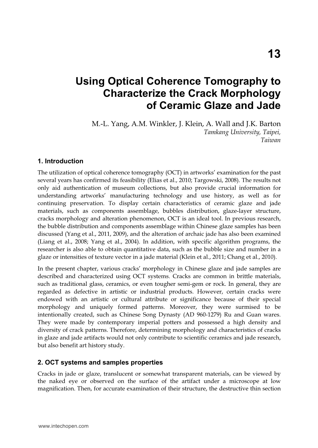 Using Optical Coherence Tomography to Characterize the Crack Morphology of Ceramic Glaze and Jade