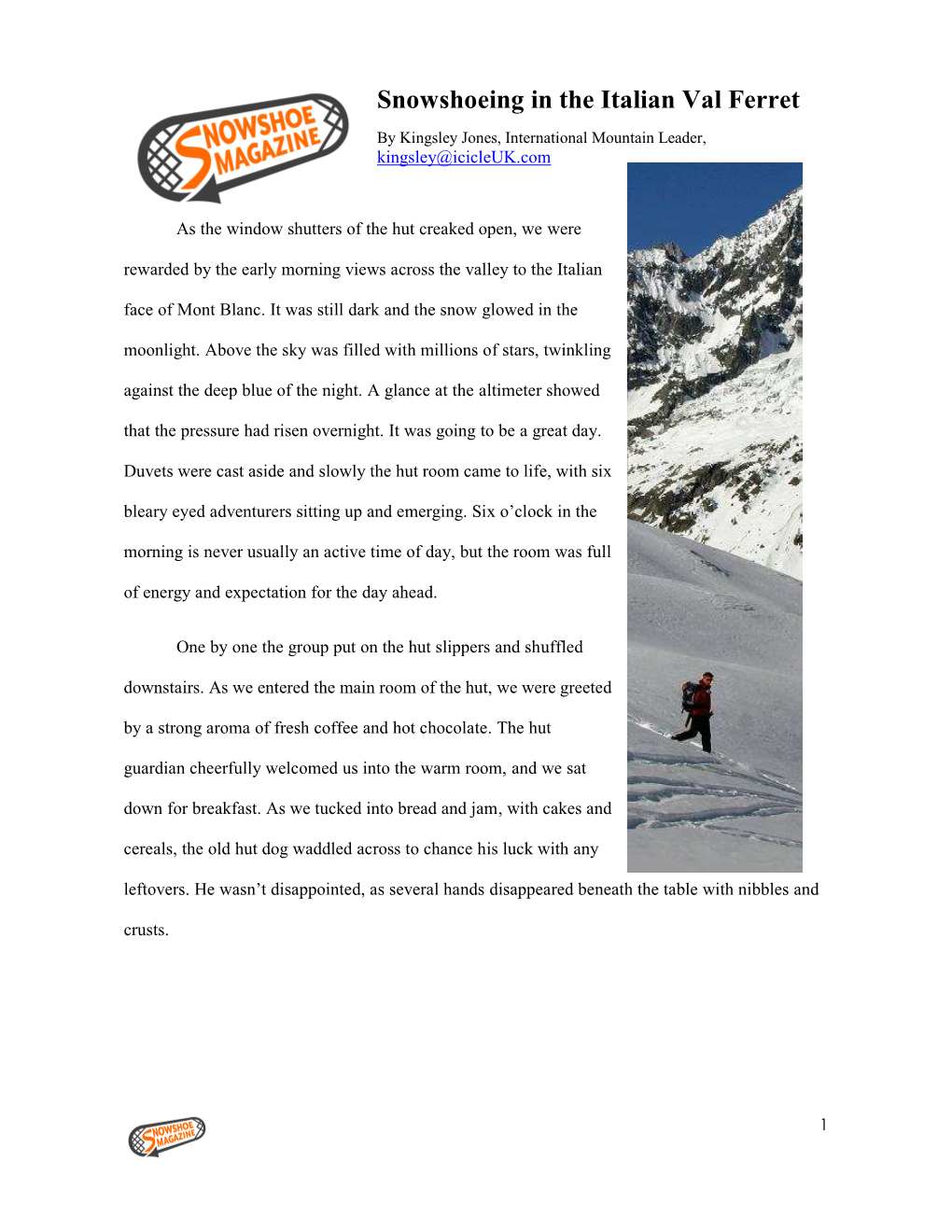 Snowshoeing in the Italian Val Ferret