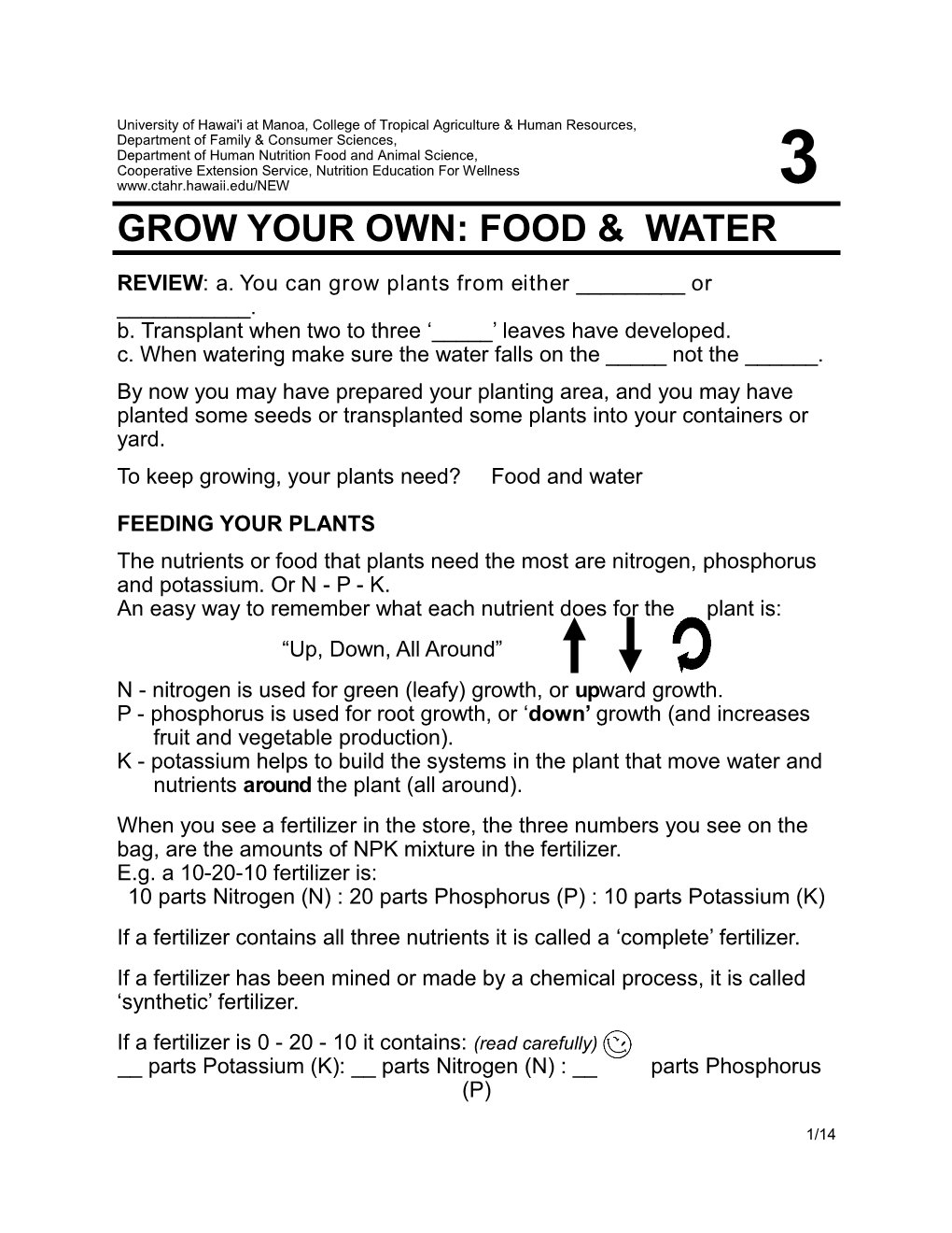 Grow Your Own: Food & Water