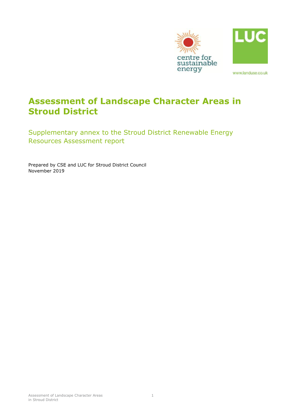 Assessment of Landscape Character Areas in Stroud District