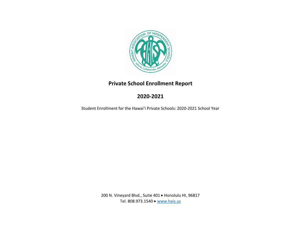 Private School Enrollment Report 2020-2021