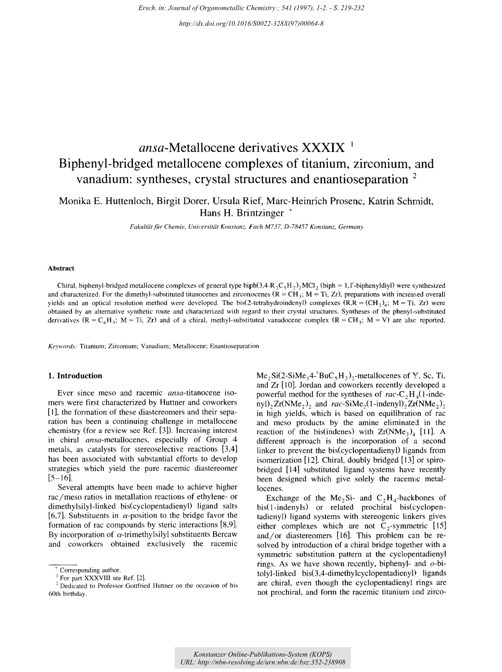 Syntheses, Crystal Structures and Enantioseparation 2