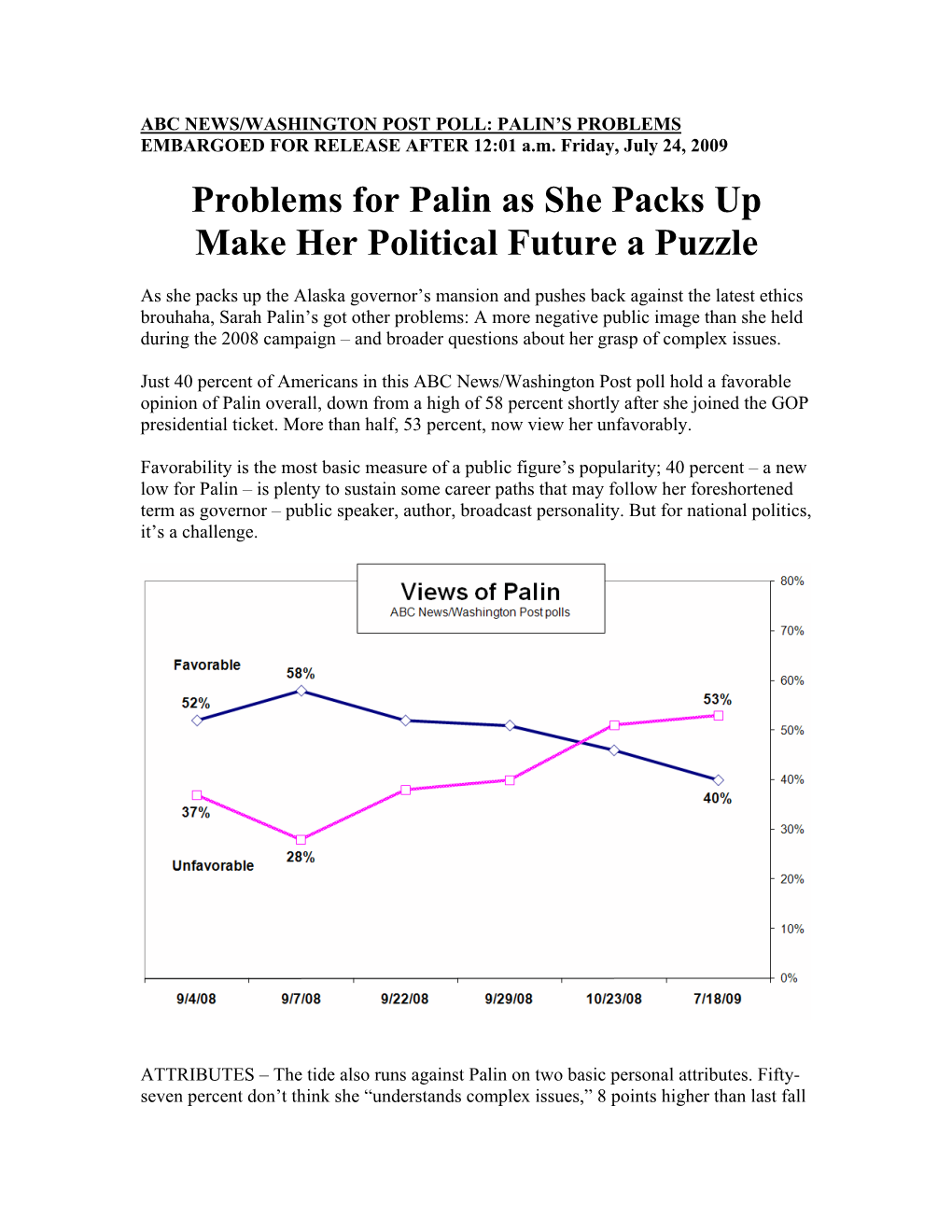 Problems for Palin As She Packs up Make Her Political Future a Puzzle