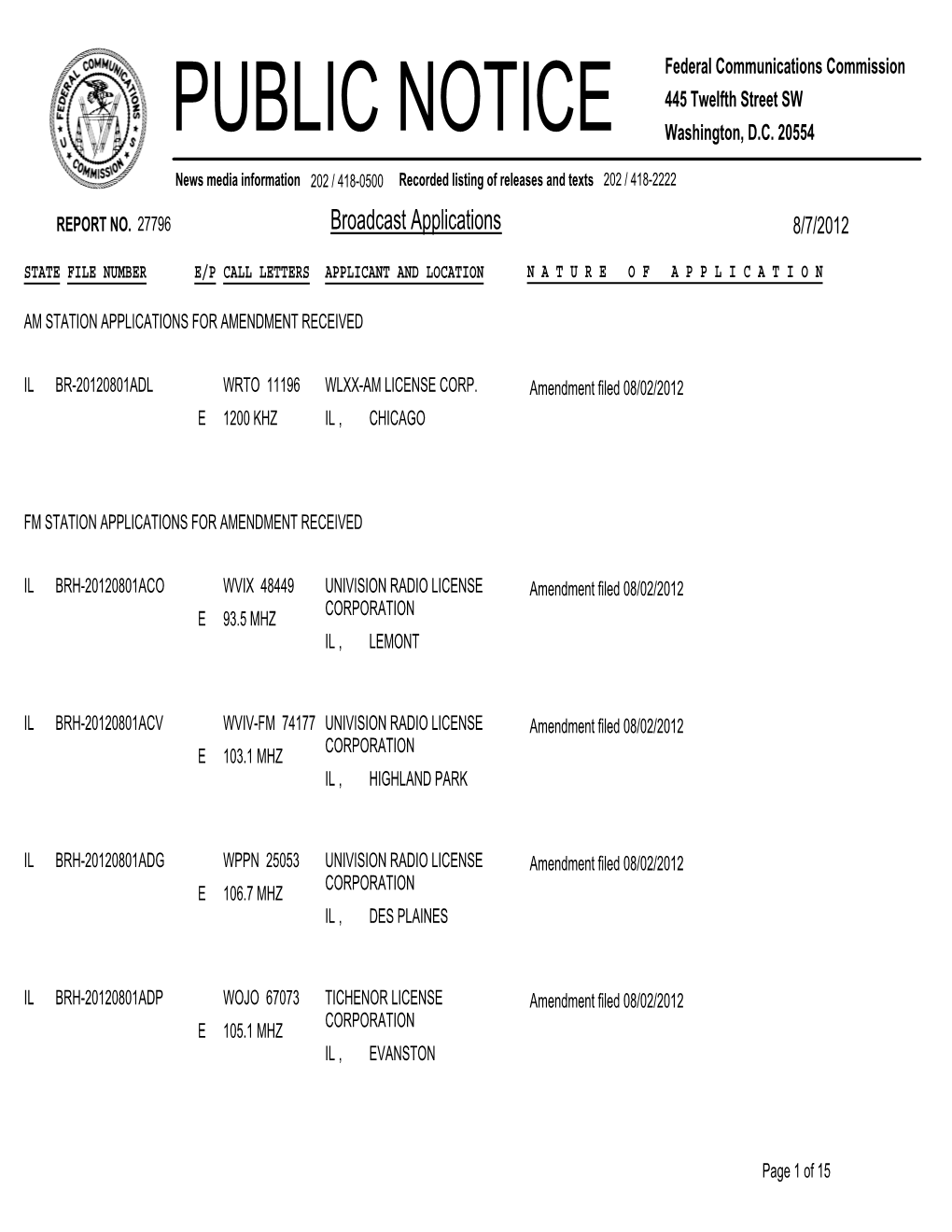 Broadcast Applications 8/7/2012