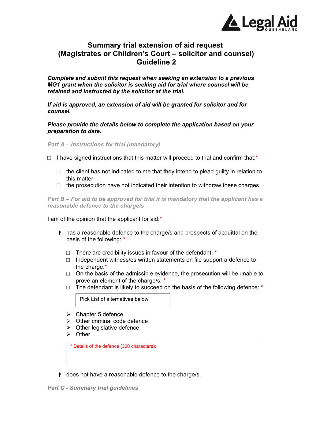 Summary Trial Extension of Aid Request (Magistrates Or Children S Court Solicitor and Barrister)