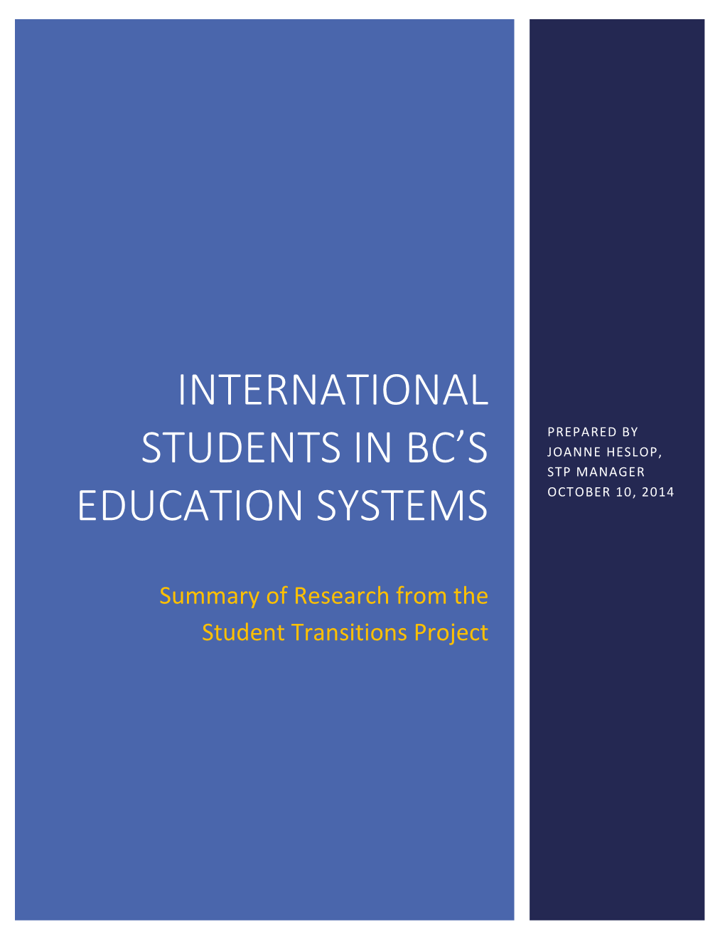 International Students in BC's Education Systems