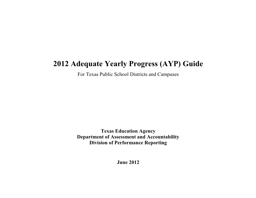 Adequate Yearly Progress (AYP) Guide