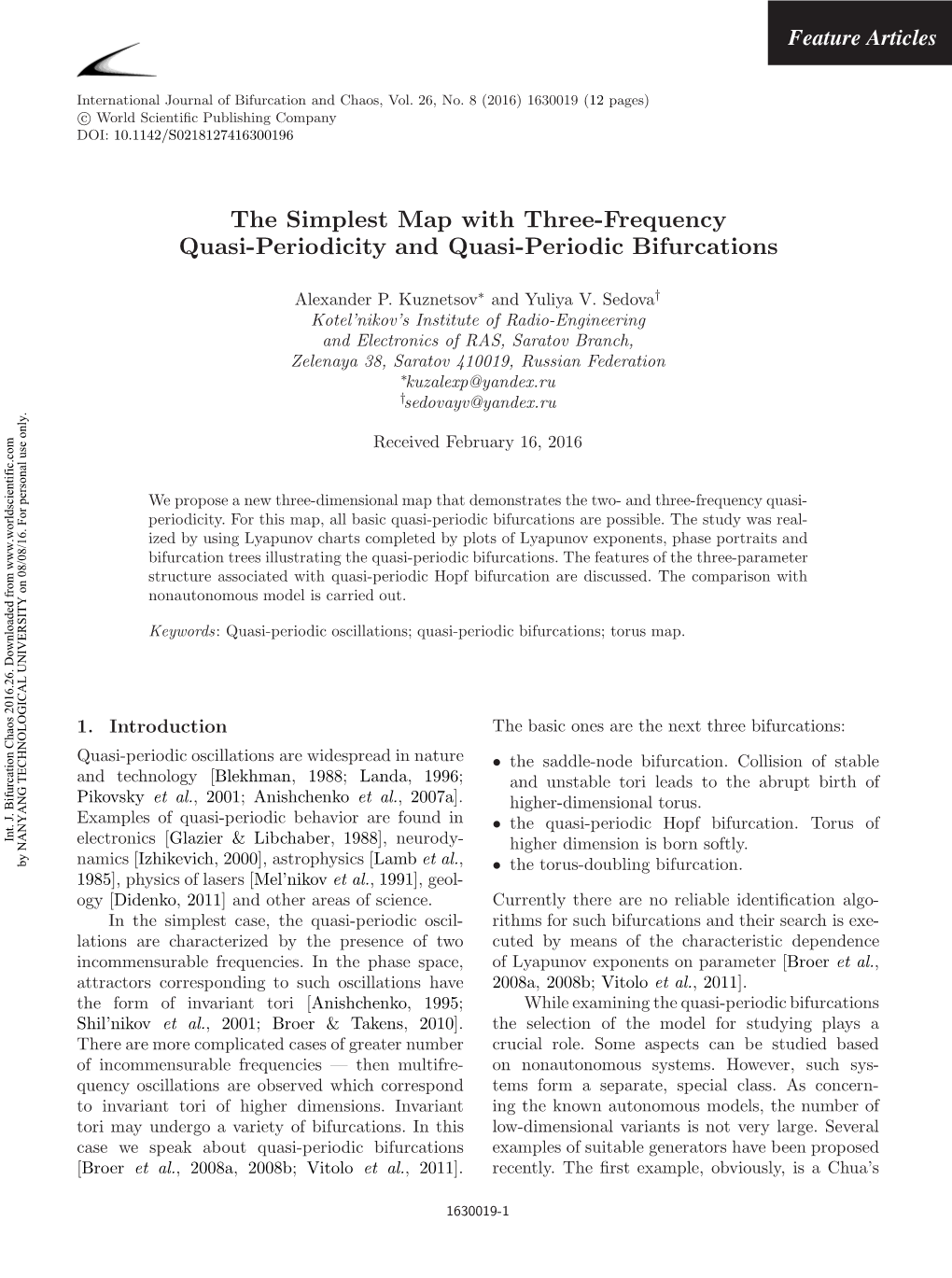 The Simplest Map with Three-Frequency Quasi-Periodicity and Quasi-Periodic Bifurcations