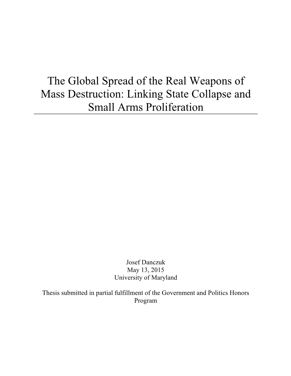 Linking State Collapse and Small Arms Proliferation