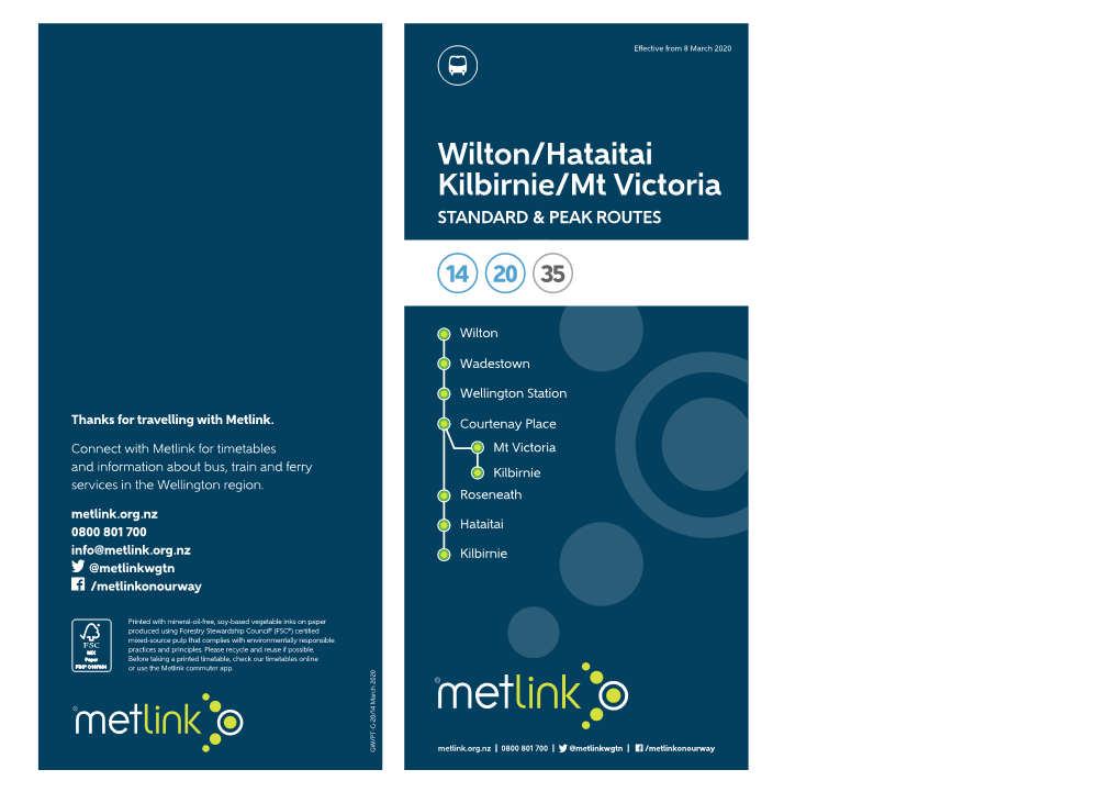 Wilton/Hataitai Kilbirnie/Mt Victoria STANDARD & PEAK ROUTES