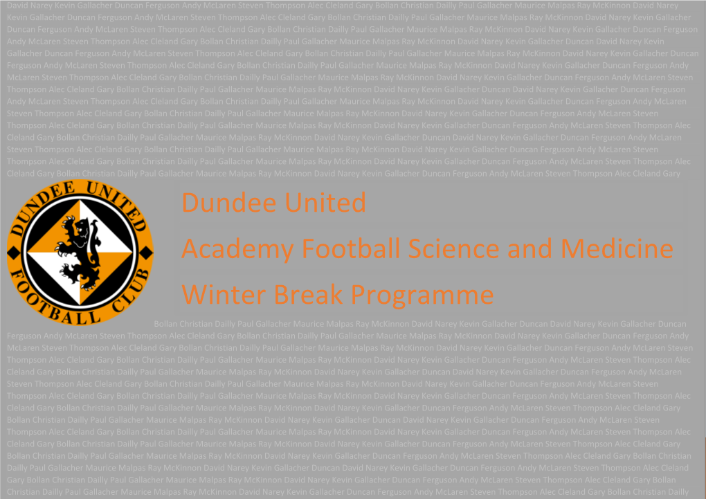 Dundee United Academy Football Science and Medicine Winter Break Programme