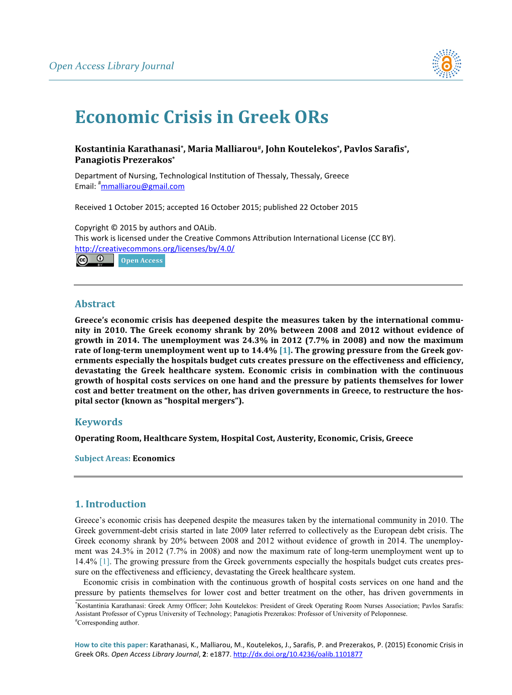 Economic Crisis in Greek Ors