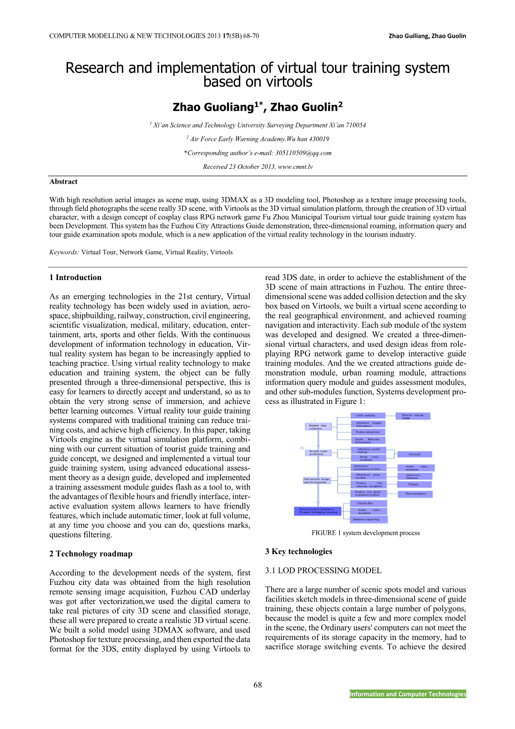 Research and Implementation of Virtual Tour Training System Based on Virtools