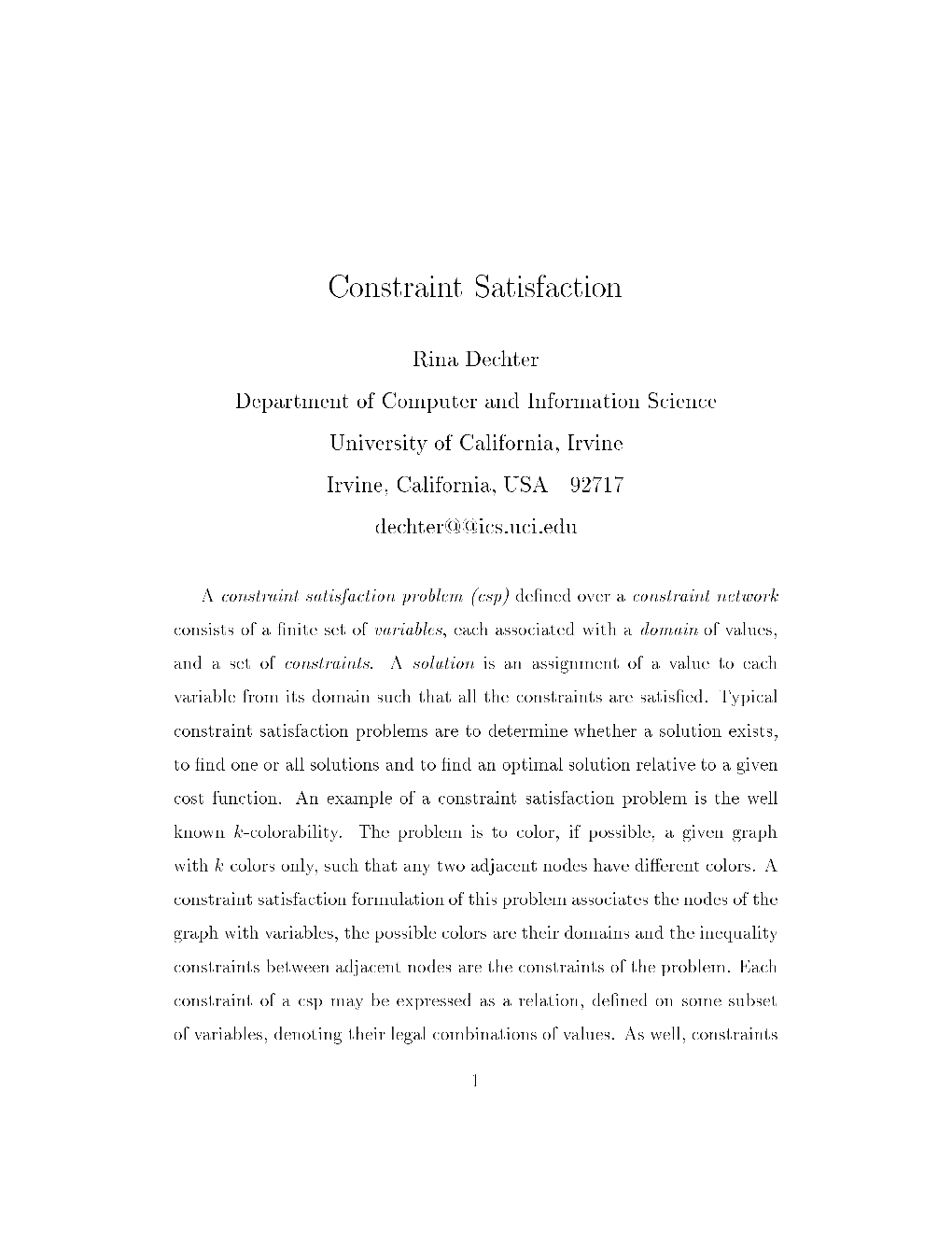 Constraint Satisfaction