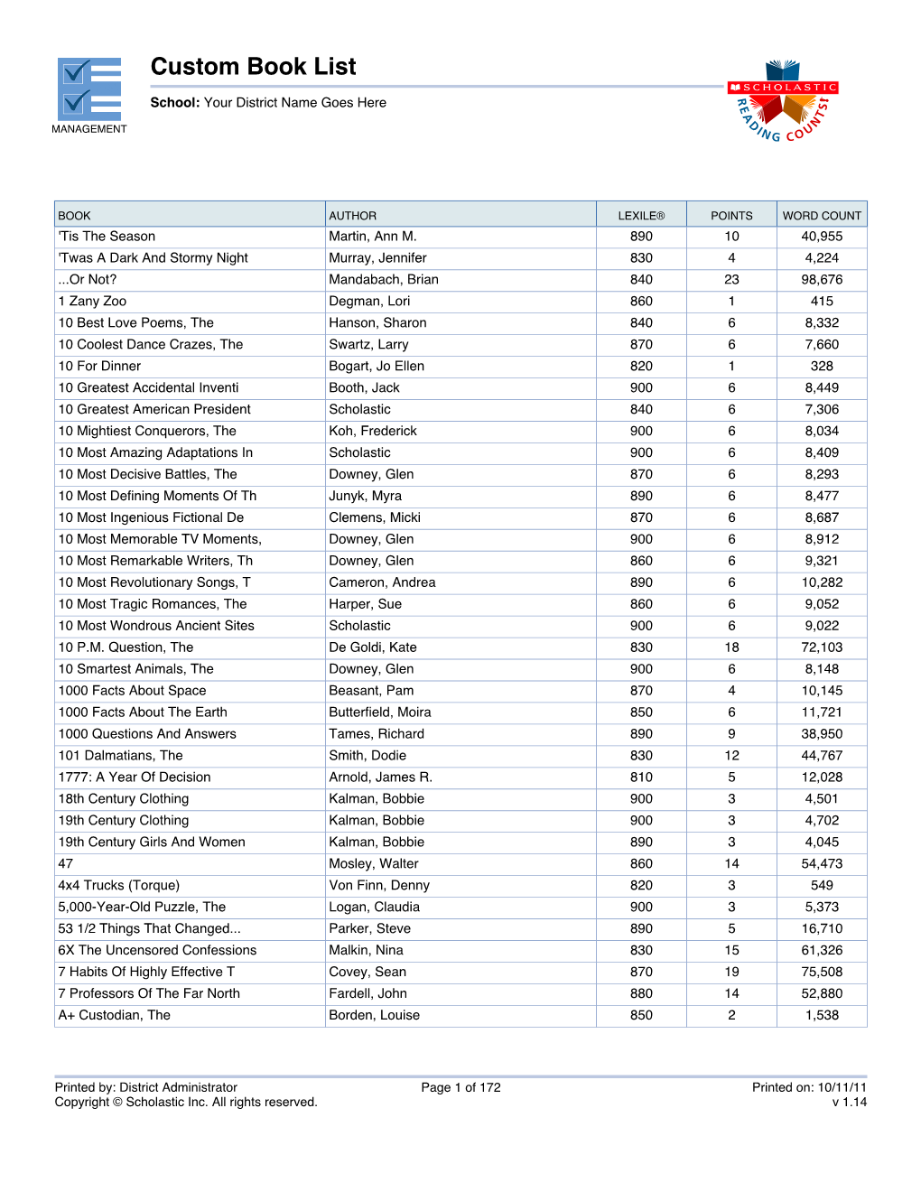 Custom Book List