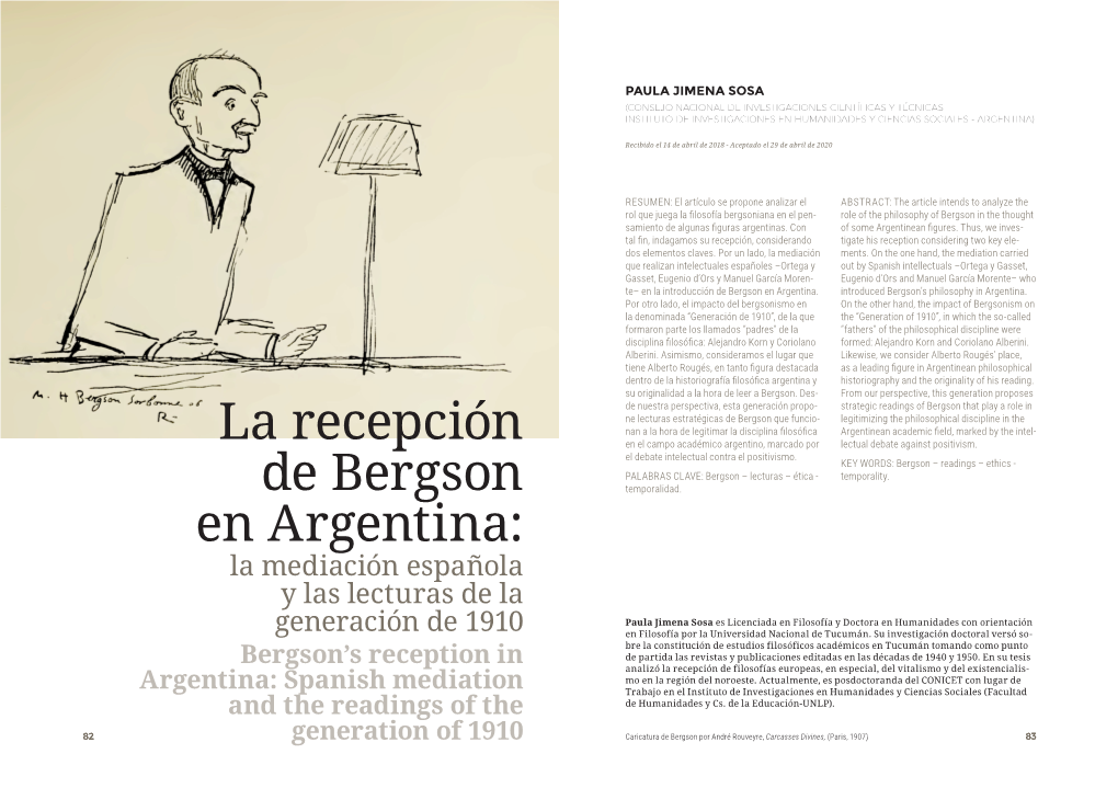 La Recepción De Bergson En Argentina