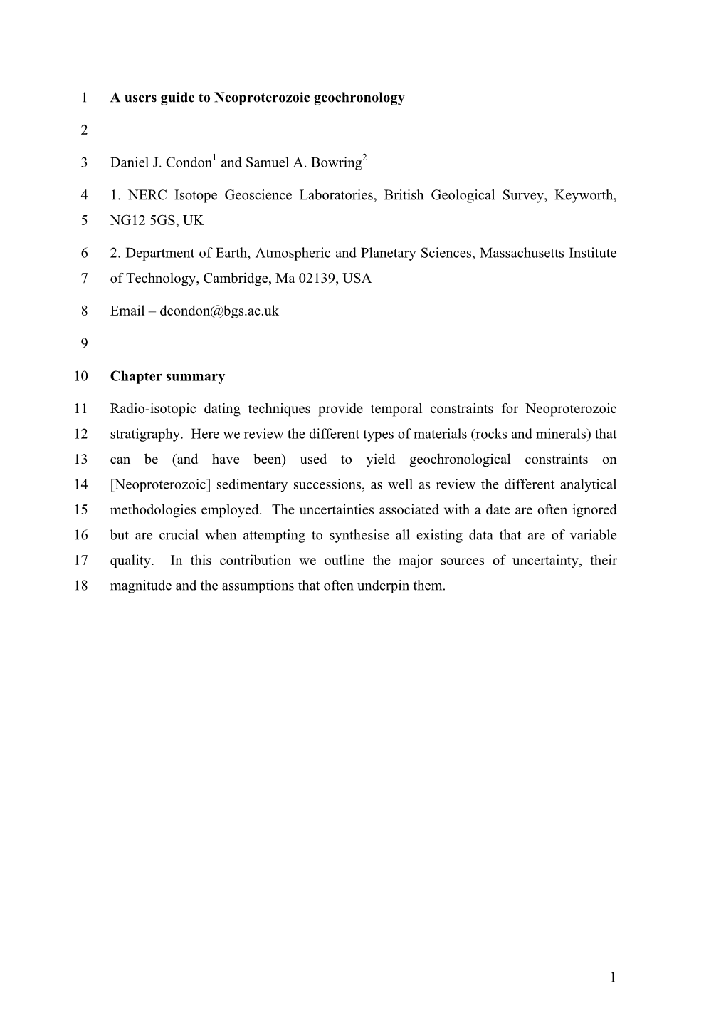 1 a Users Guide to Neoproterozoic Geochronology 1 2 Daniel J