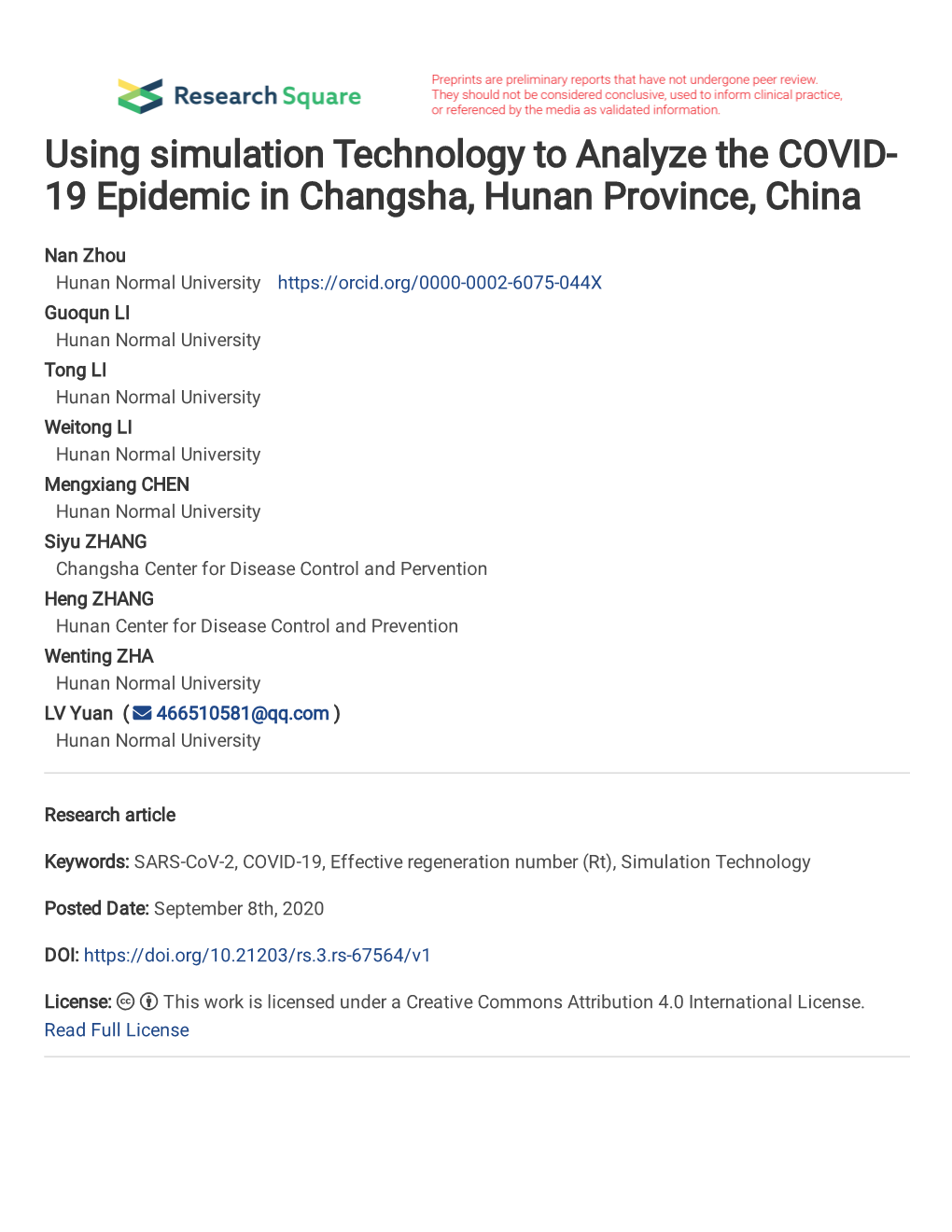 Title: Using Simulation Technology to Analyze the COVID-19 Epidemic In