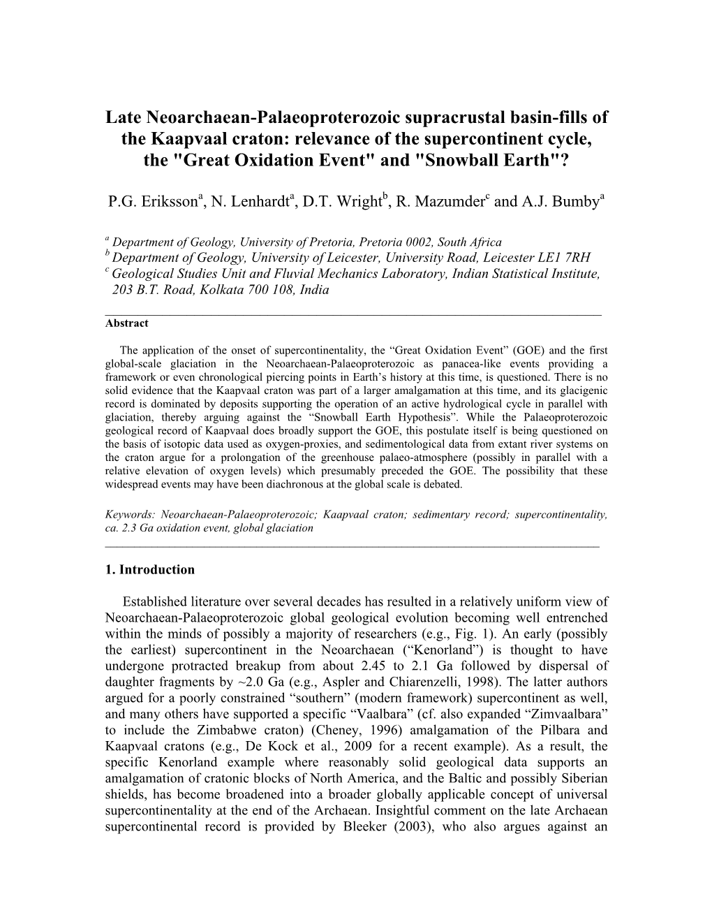 Late Neoarchaean-Palaeoproterozoic Supracrustal Basin-Fills of The