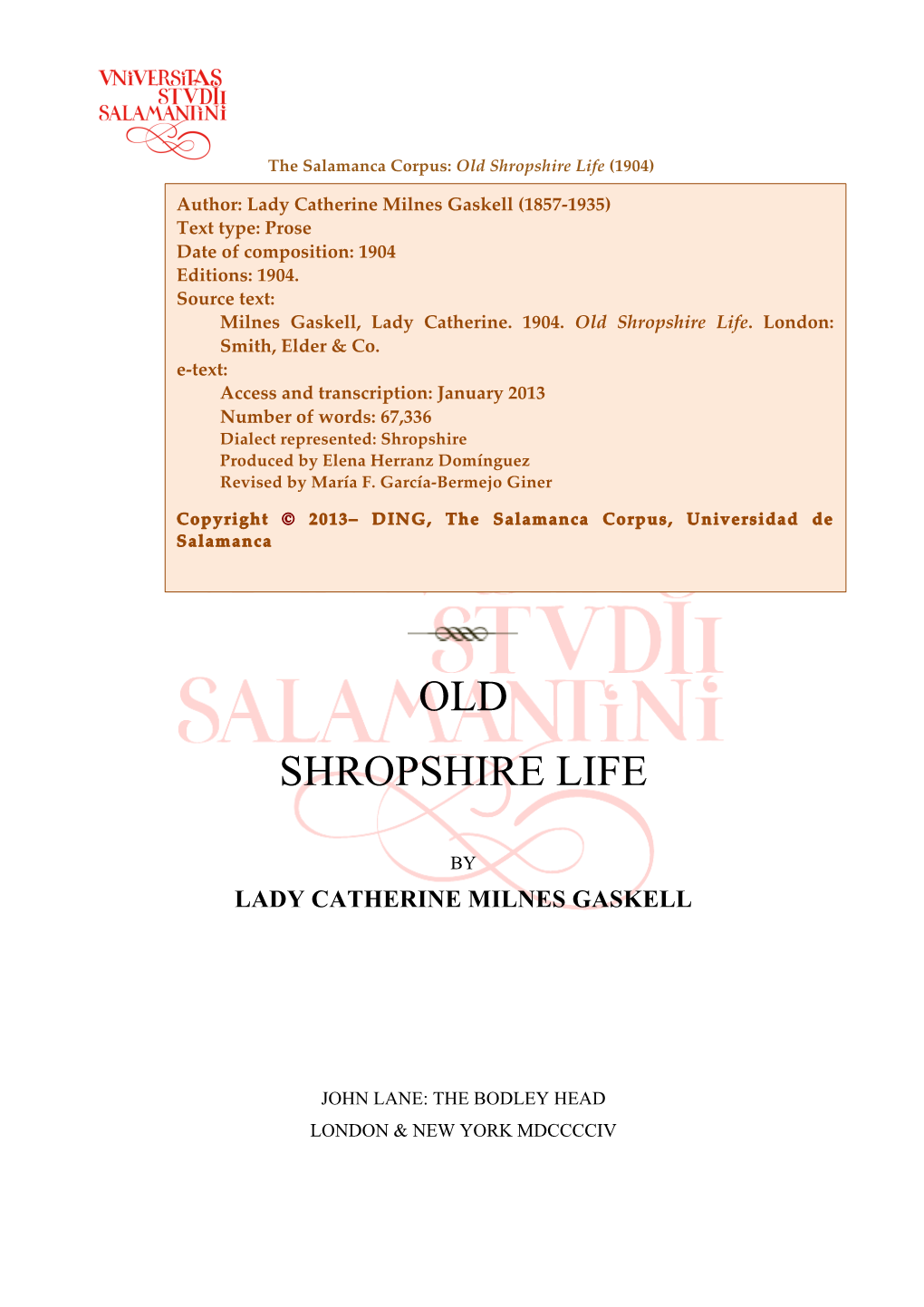 Old Shropshire Life (1904)