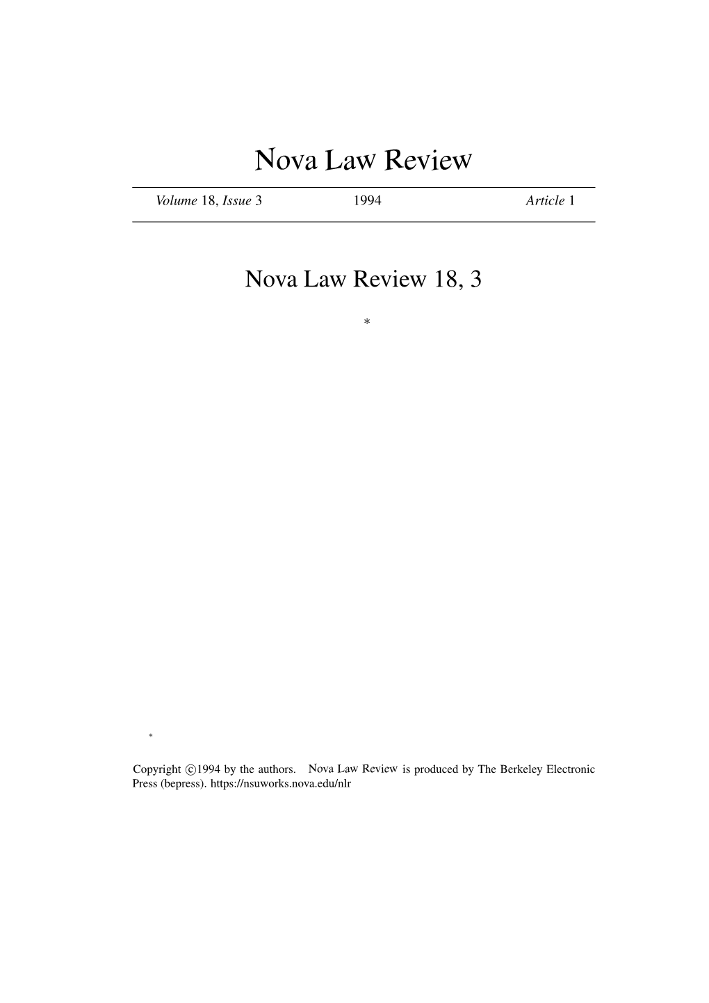 Nova Law Review 18, 3