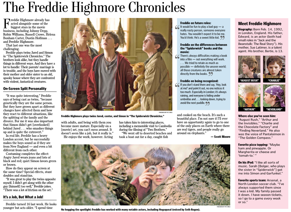 The Freddie Highmore Chronicles