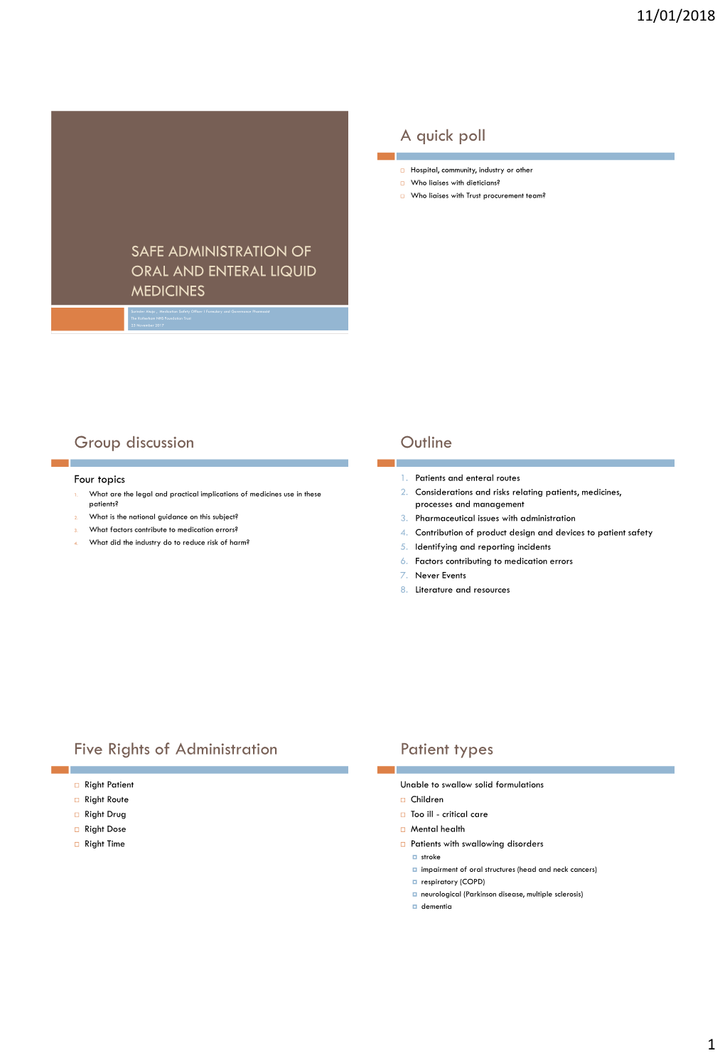 Safe Administration of Oral and Enteral Liquid Medicines