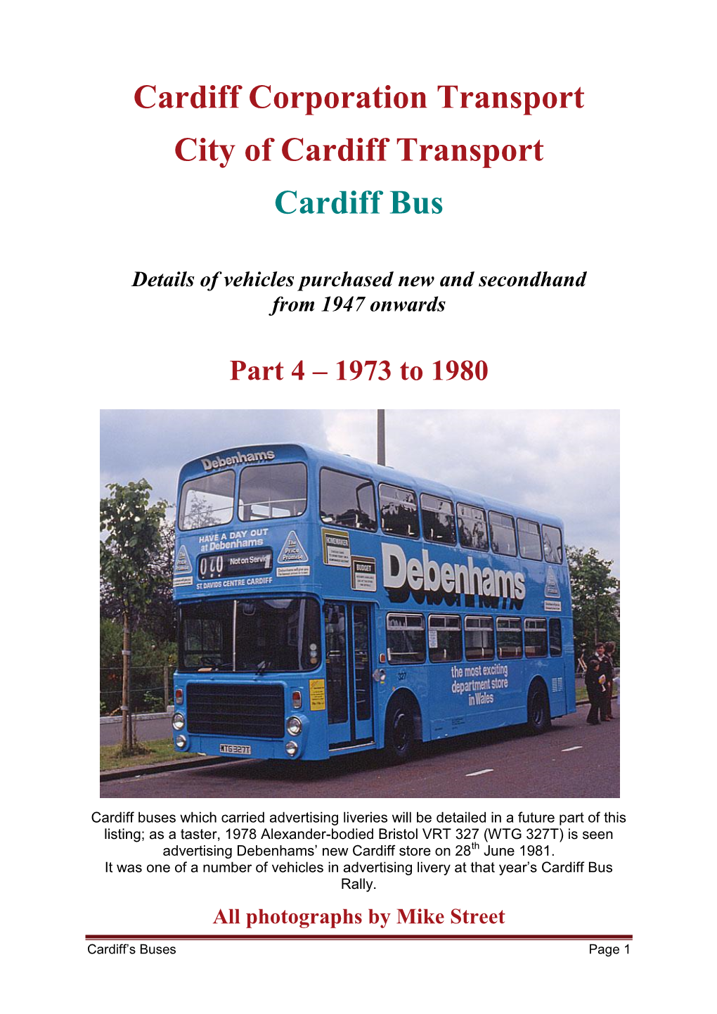 Cardiff Corporation Transport City of Cardiff Transport Cardiff Bus