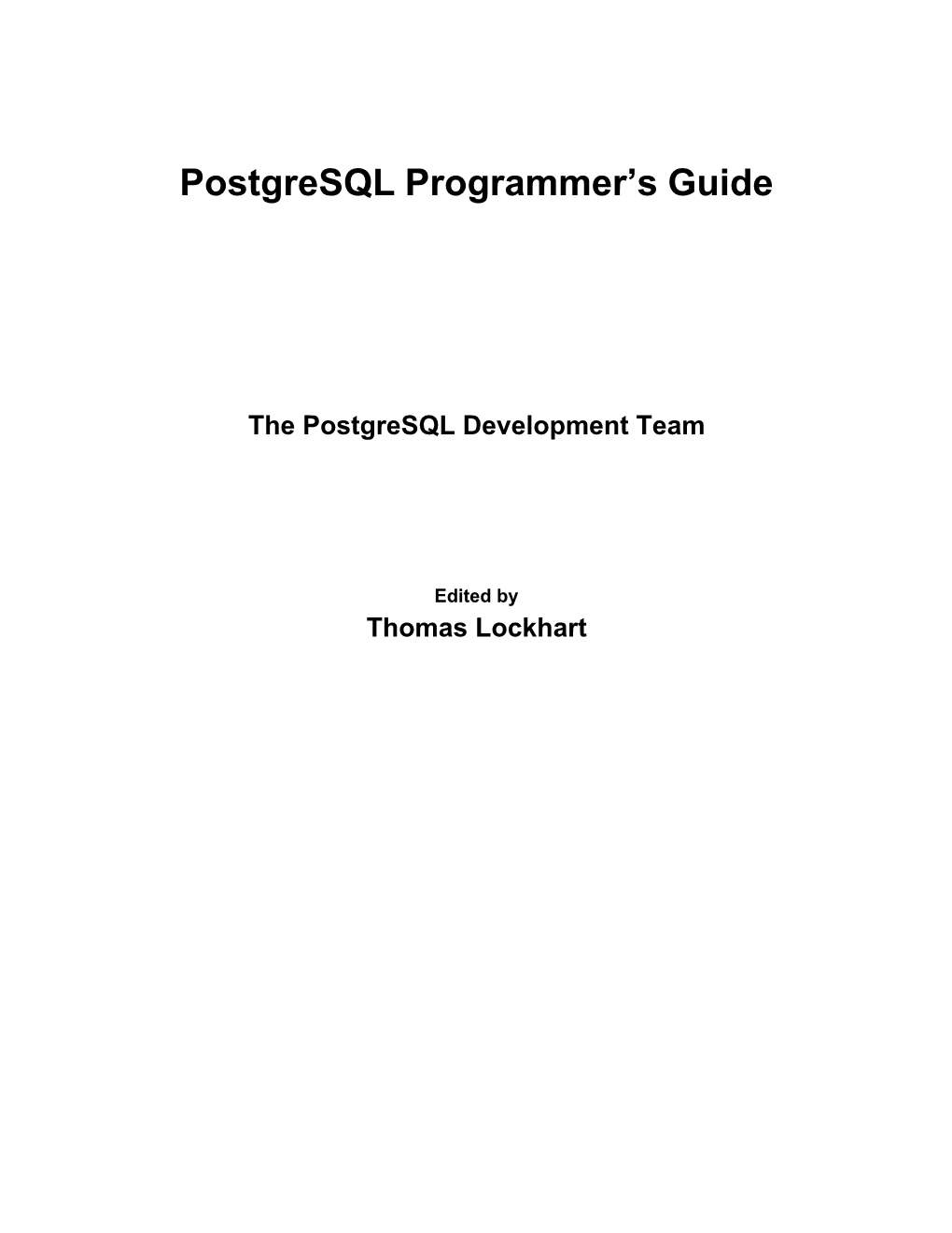 Postgresql Programmer's Guide