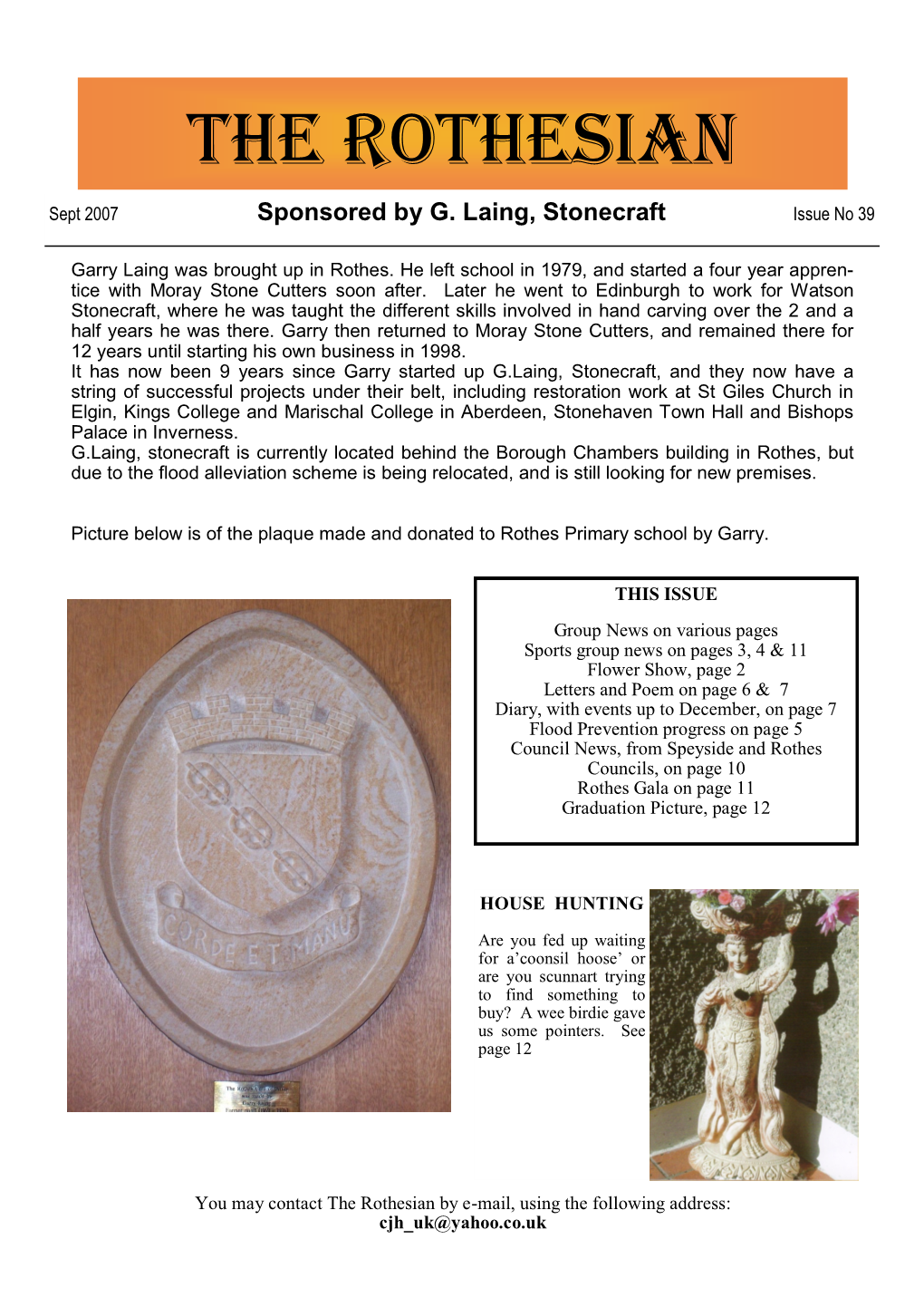 Sponsored by G. Laing, Stonecraft Issue No 39