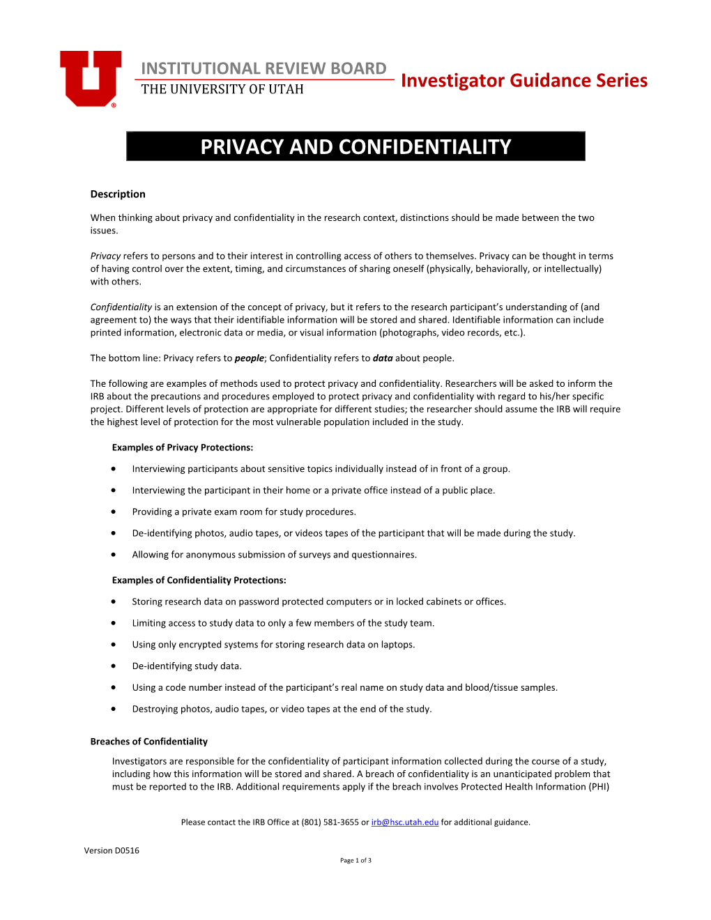 Privacy and Confidentiality