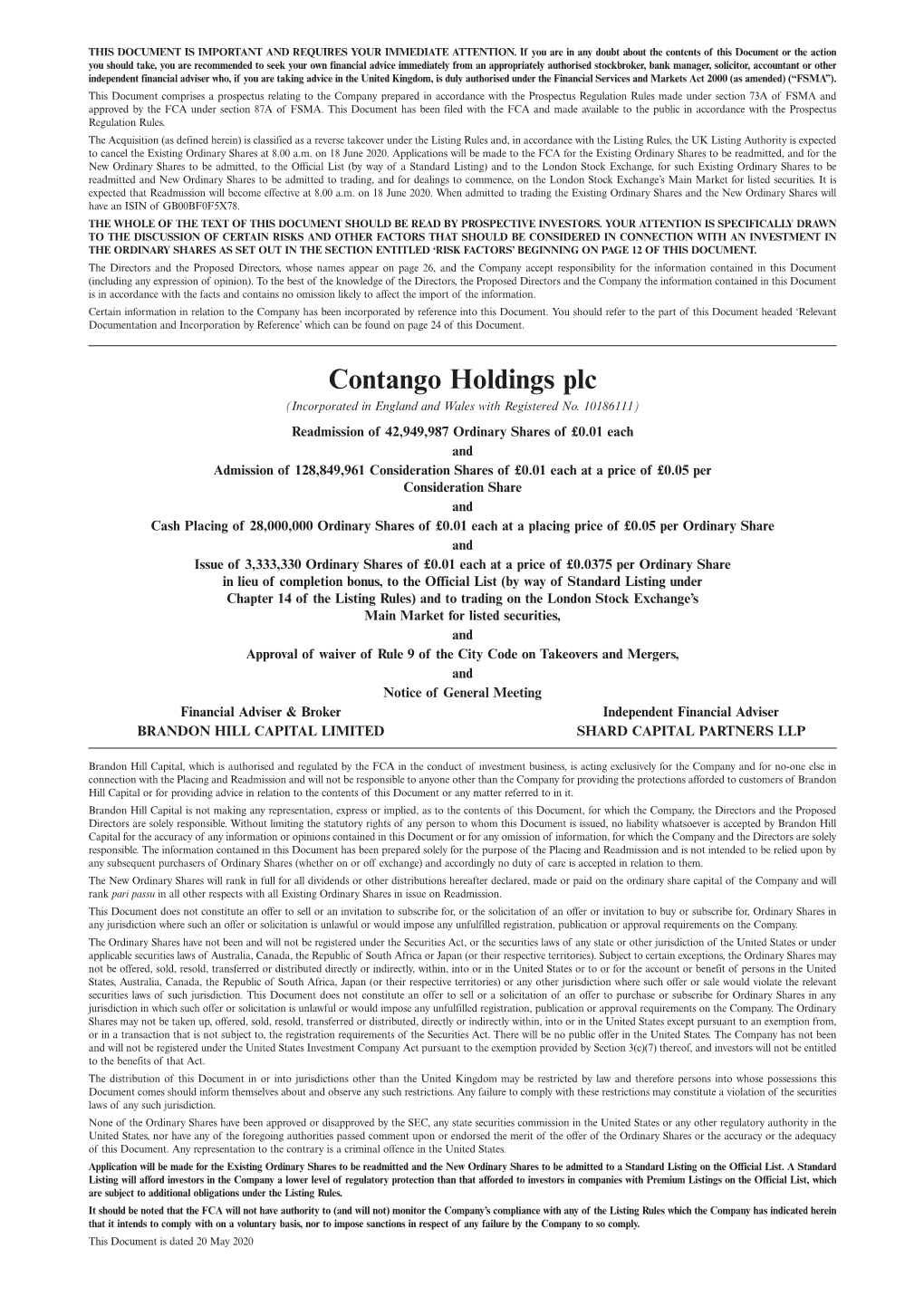 Contango Holdings Plc (11) 5.1.2 (Incorporated in England and Wales with Registered No