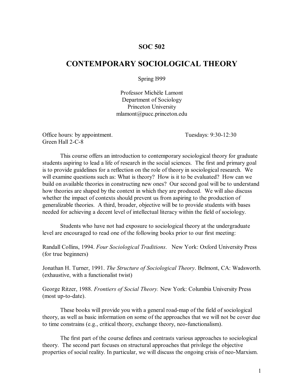 Contemporary Sociological Theory