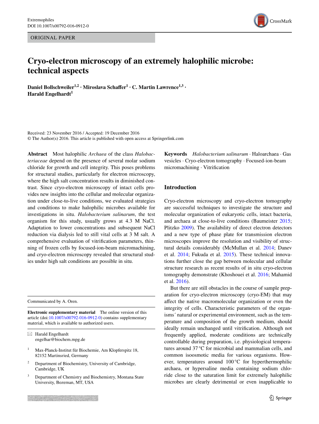 Cryo-Electron Microscopy of an Extremely Halophilic Microbe: Technical Aspects