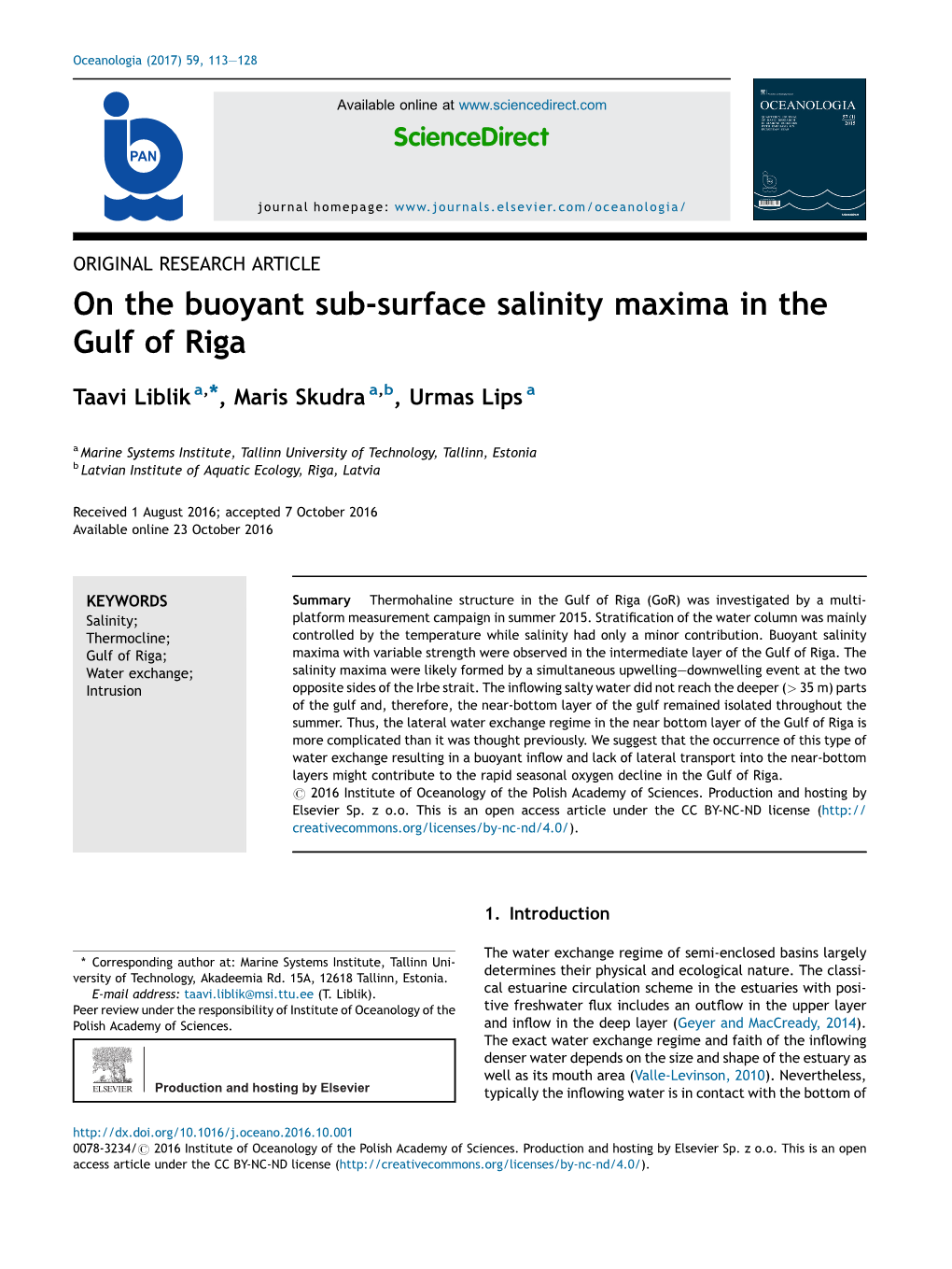 On the Buoyant Sub-Surface Salinity Maxima in the Gulf of Riga