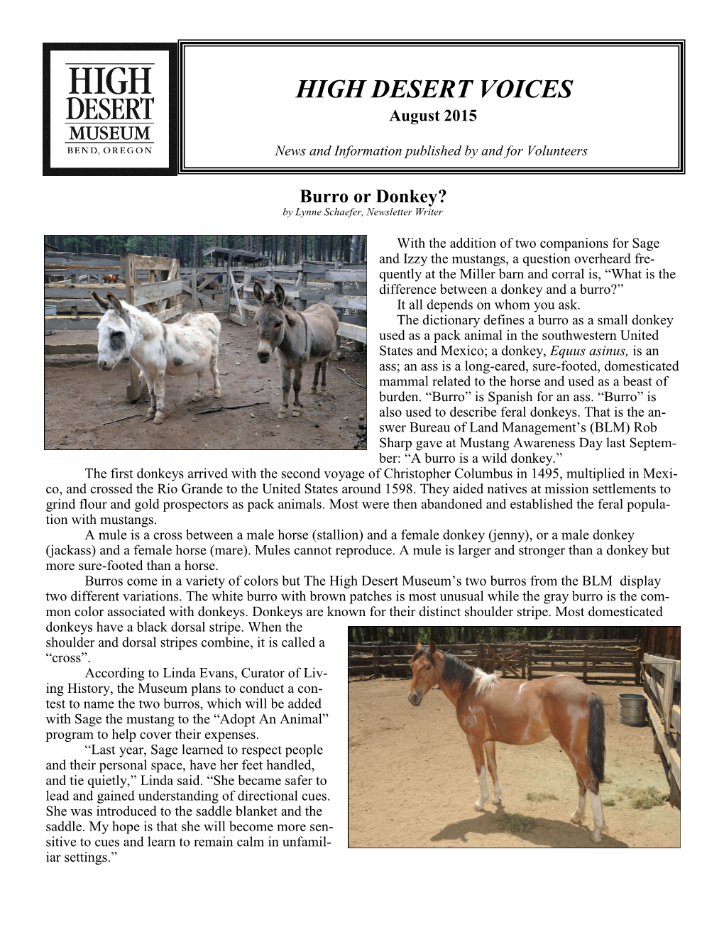 HIGH DESERT VOICES August 2015