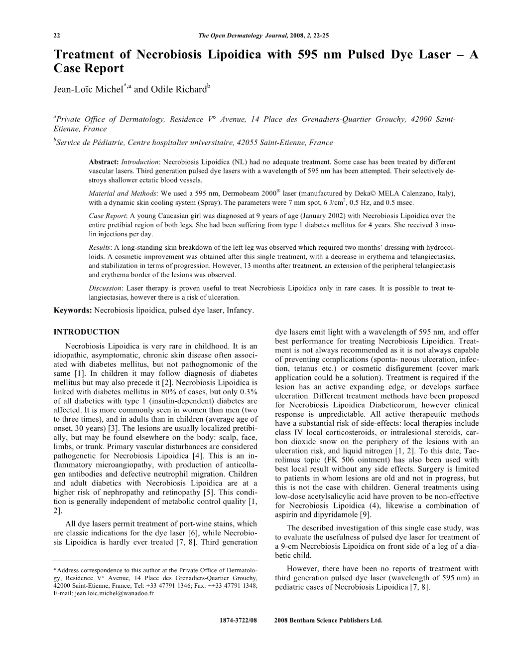 Treatment of Necrobiosis Lipoidica