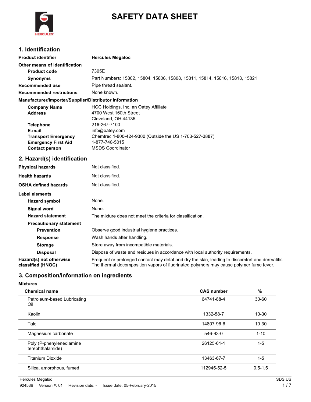 Safety Data Sheet