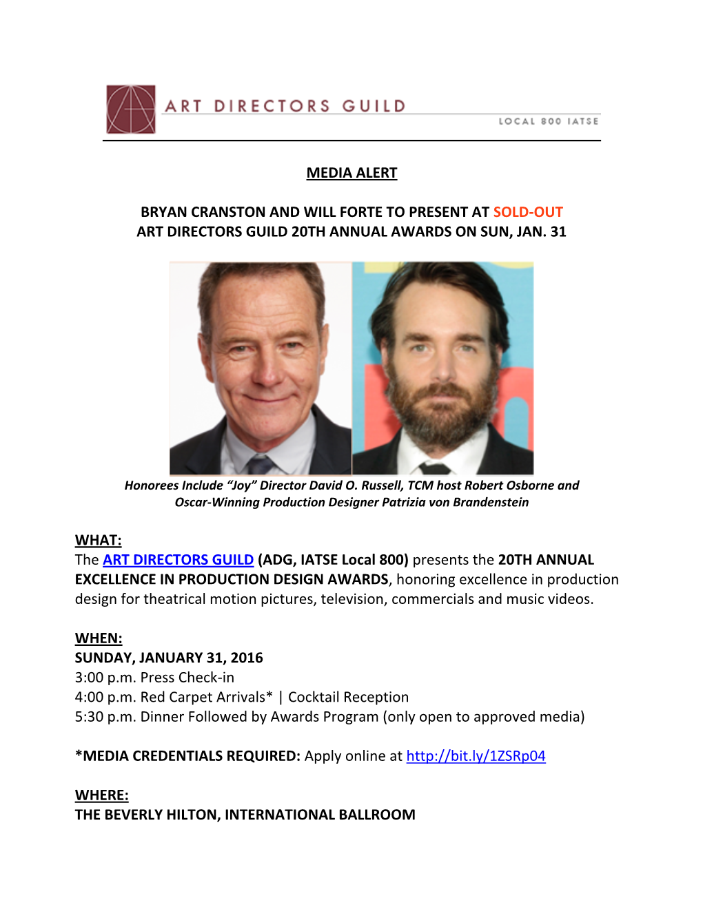 Media Alert Bryan Cranston and Will