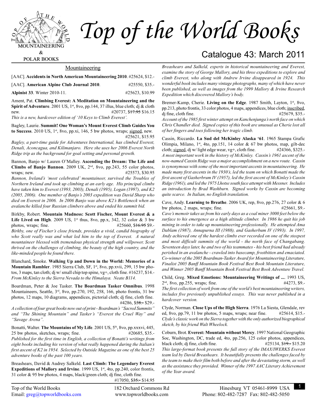 Catalogue 43: March 2011