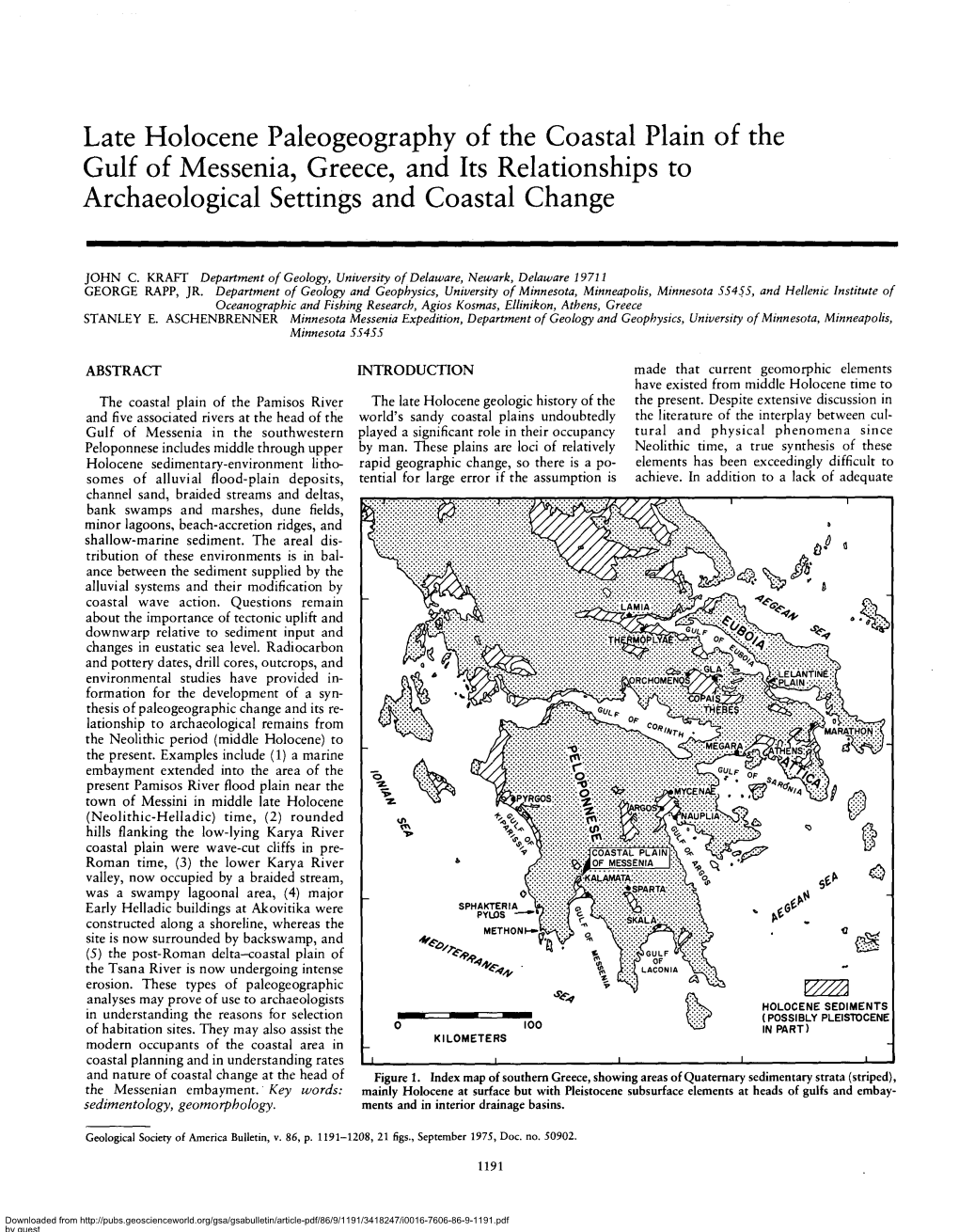 Late Holocene Paleogeography of the Coastal Plain of the Gulf of Messenia, Greece, and Its Relationships to Archaeological Settings and Coastal Change