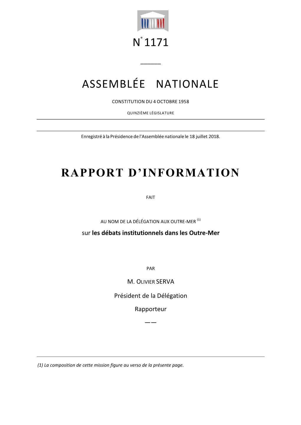 N° 1171 Assemblée Nationale