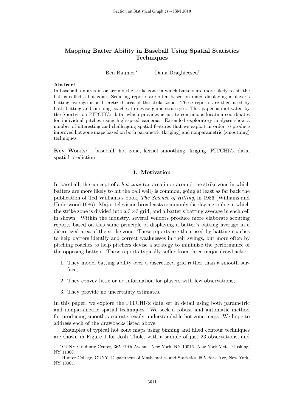 Mapping Batter Ability in Baseball Using Spatial Statistics Techniques