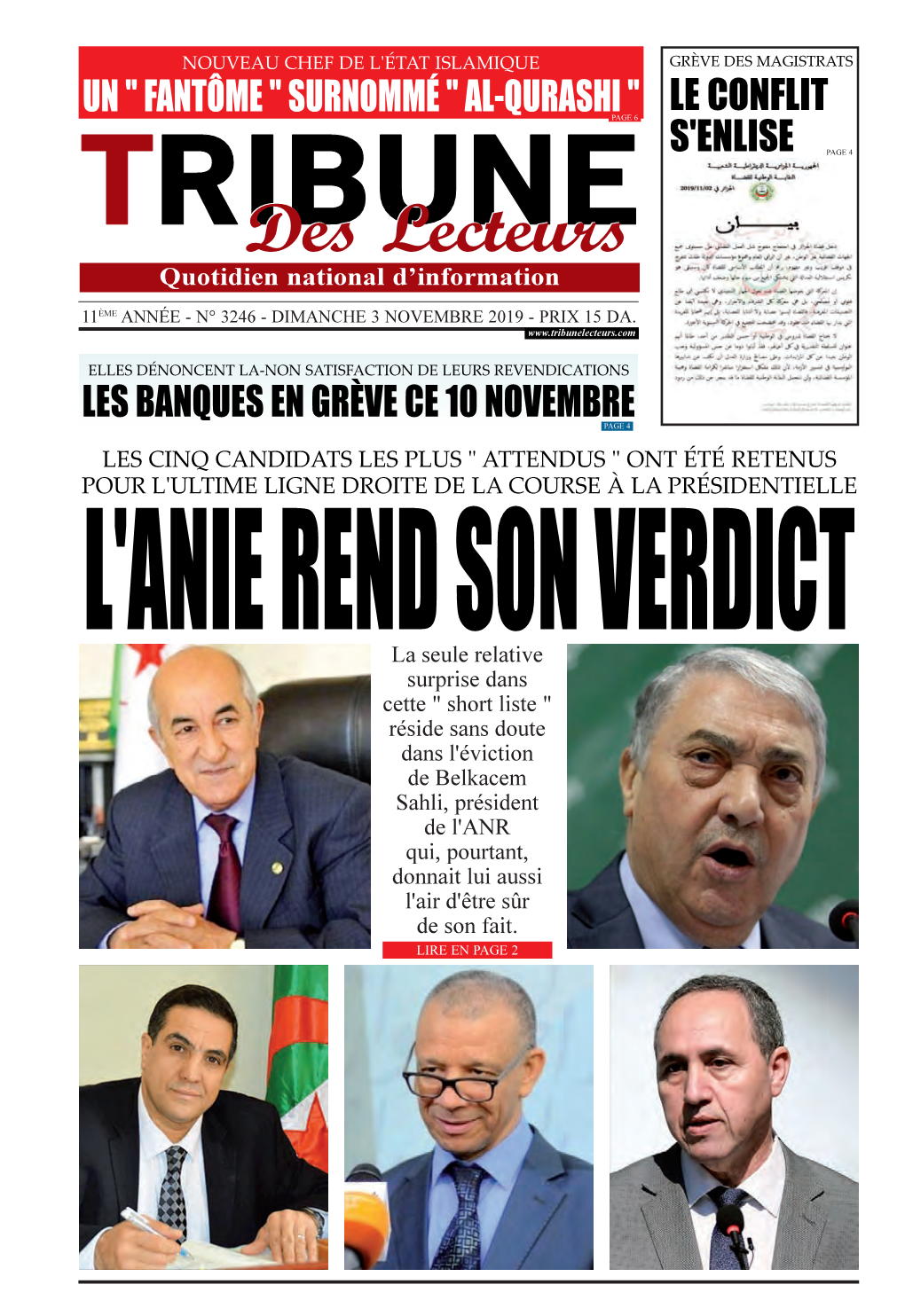 Tribune Des Lecteurs - Dimanche 3 Novembre 2019 ANEP 1931008966 Les Engagements De La DGSN De Tortures Les Plus Atroces D'algérie