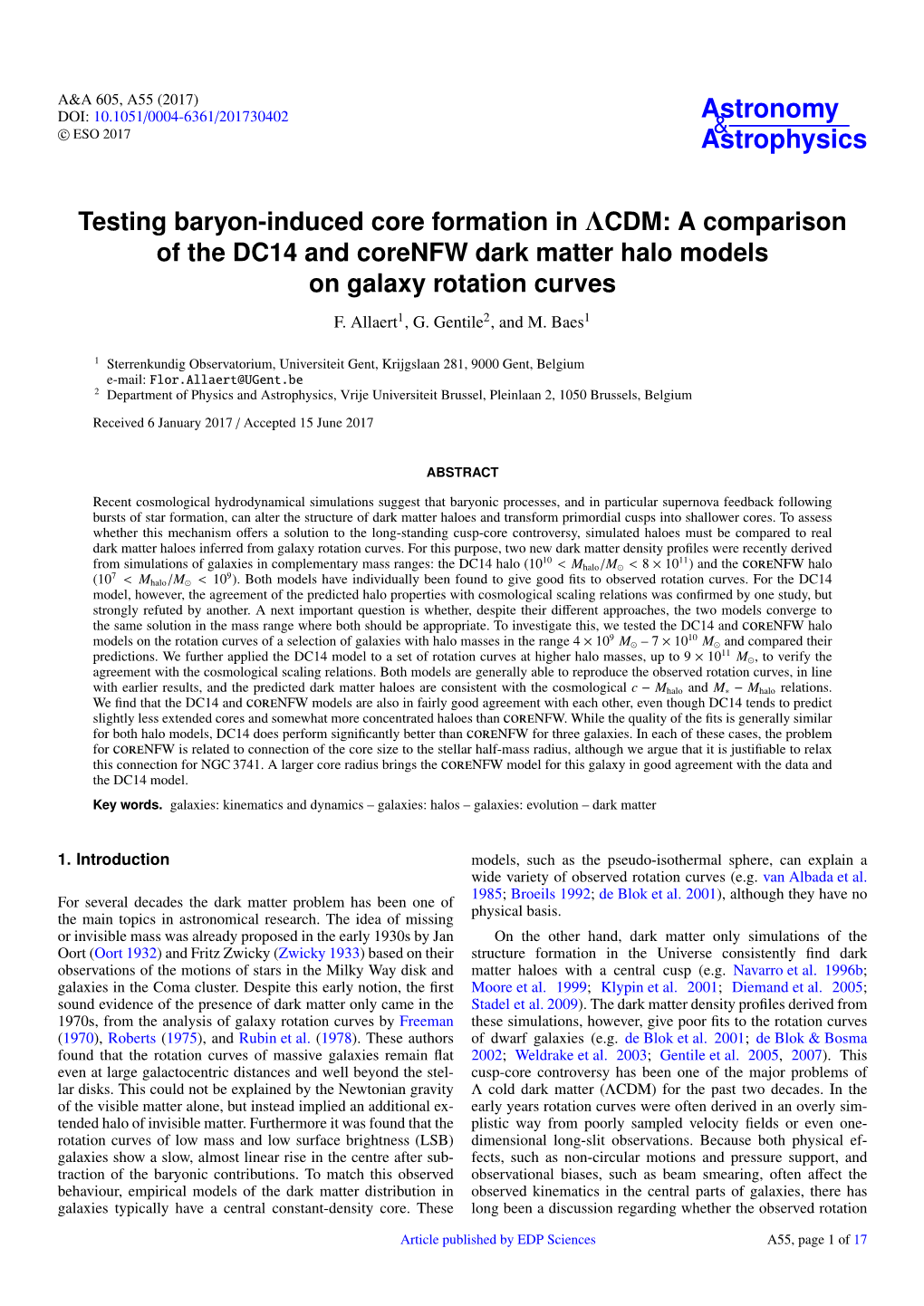 A Comparison of the DC14 and Corenfw Dark Matter Halo Models on Galaxy Rotation Curves F