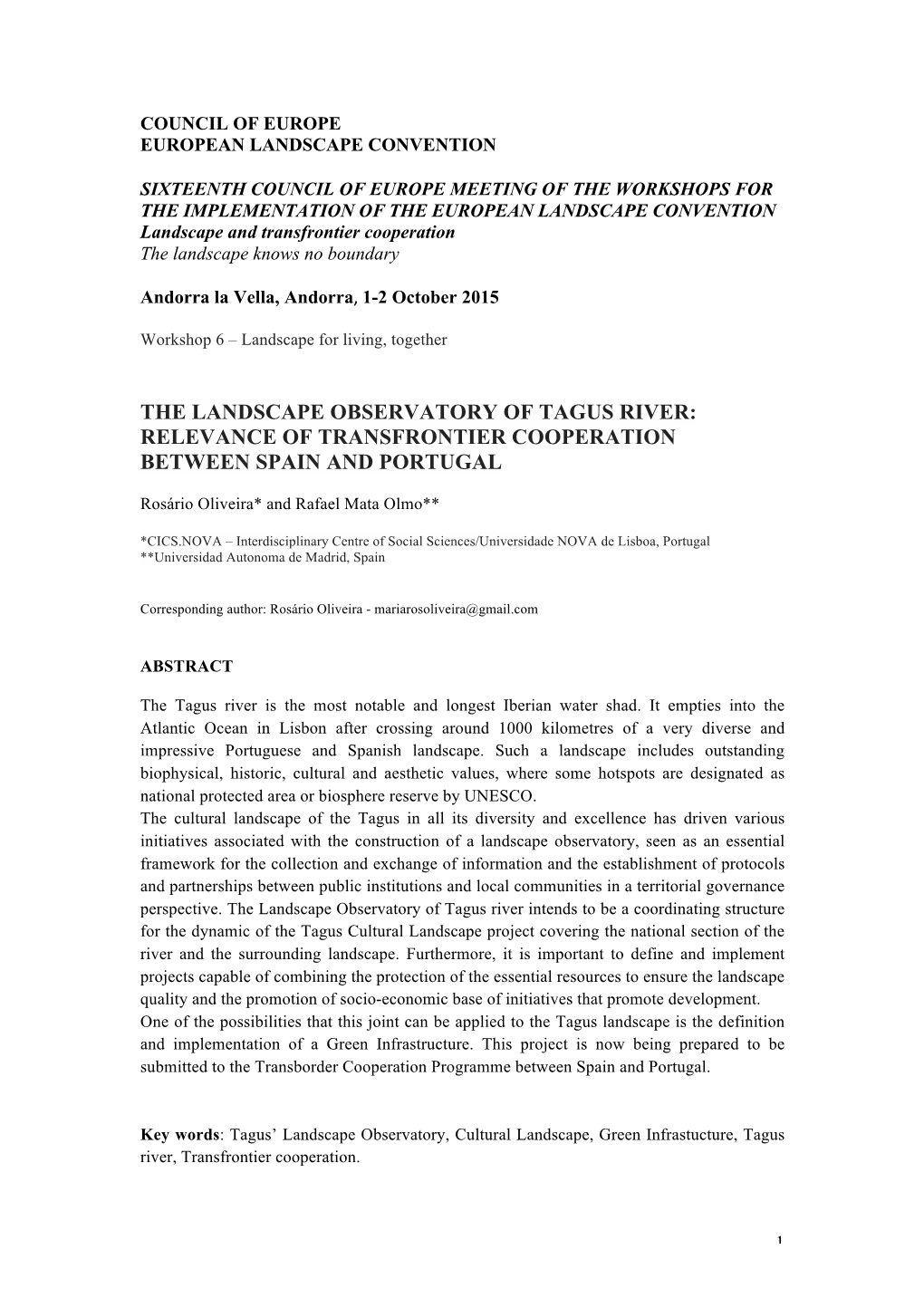 The Landscape Observatory of Tagus River: Relevance of Transfrontier Cooperation Between Spain and Portugal