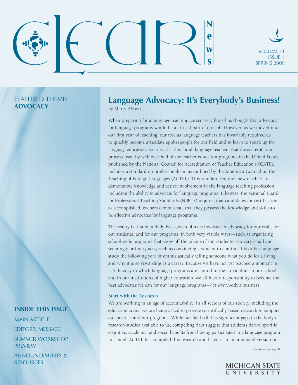 Language Advocacy: It’S Everybody’S Business! Advocacy by Marty Abbott