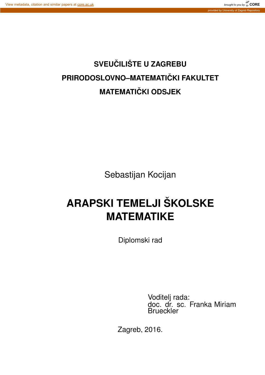 Arapski Temeljiˇskolske Matematike