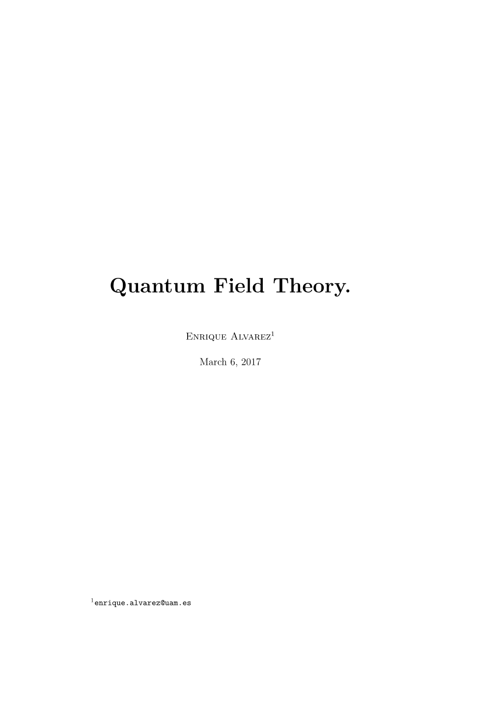 Quantum Field Theory