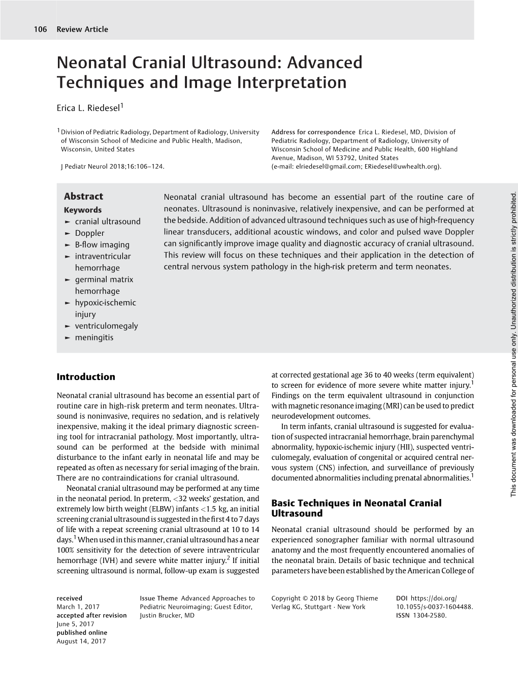 Neonatal Cranial Ultrasound: Advanced Techniques and Image Interpretation